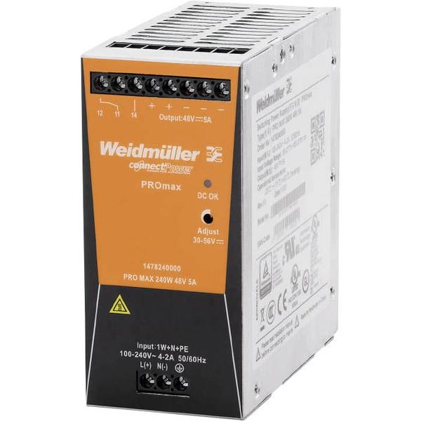 Weidmüller 1478240000  PRO MAX 240W 48V 5A Alimentatore per guida DIN 48 V/DC 5