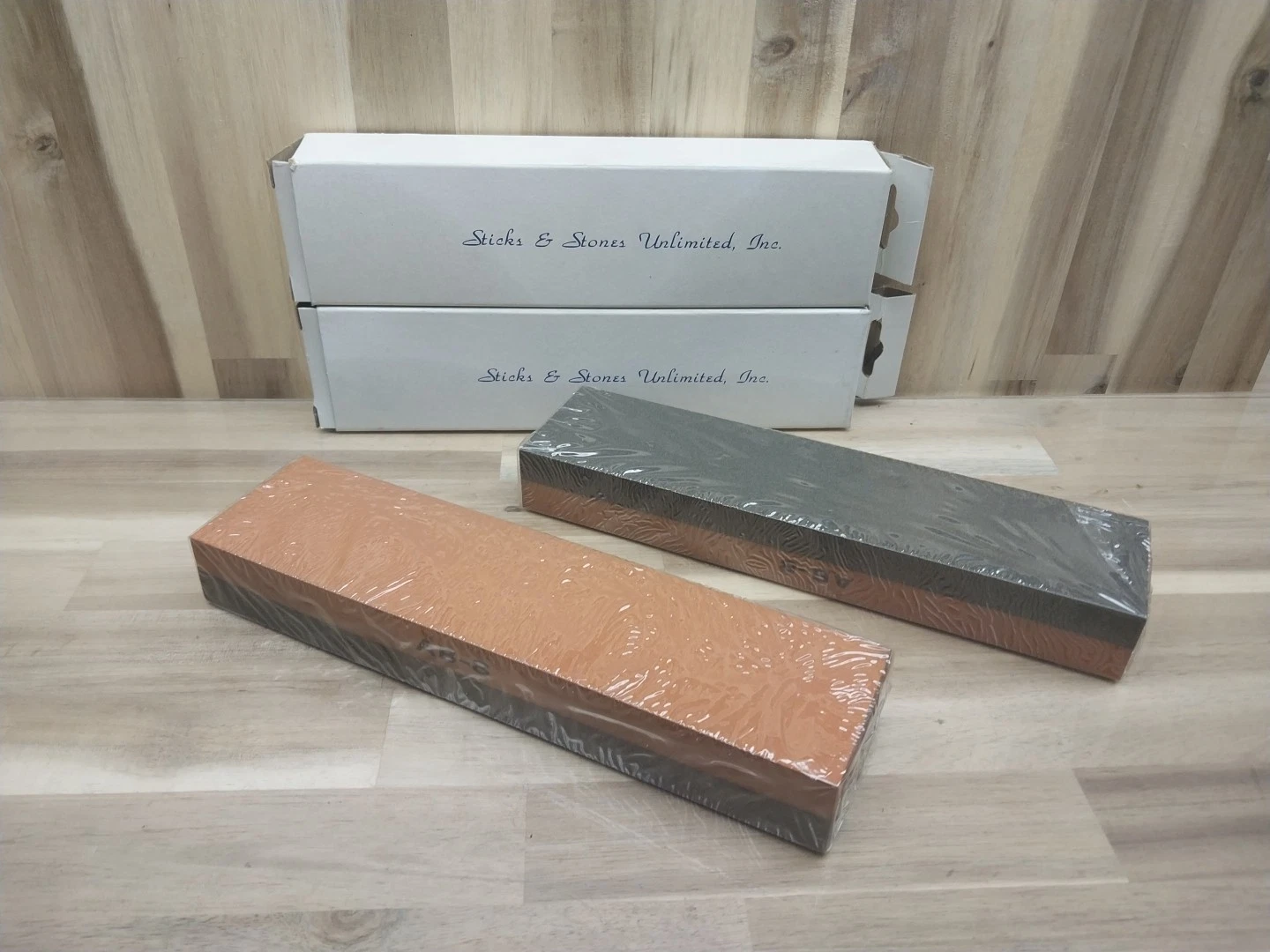 (2) USA Made Sticks & Stones 120/320 Comb. Oilstone AB-8, (1x2x8) Bench Stone