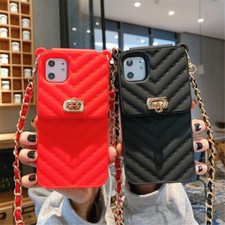 Crossbody Chain Strap Card Wallet Case Cover For iPhone 16 15 13 12 11 XS 7 8