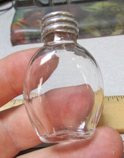 vintage Bayer Aspirin glass bottle, empty clear bottle silver metal lid