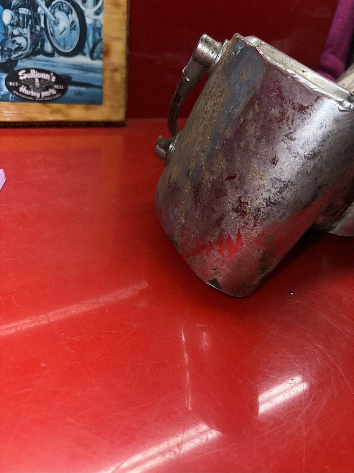 Harley K Model Early Sportster IRONHEAD Oil Tank Chrome Chopper Vintage