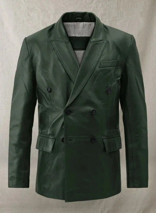Men's Green Blazer 100% Real Soft Lambskin DOUBLE BREASTED Stylish Coat blazer