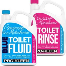 Pro-Kleen Caravan Toilet Chemical Blue 2L and Pink 2L Rinse Fluid Solution Cl... 12.28 per litre