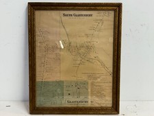 Antique South Glastenbury Map Scale 30 Rods to an Inch Framed