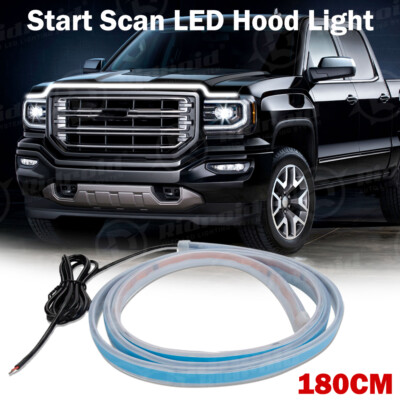 71'' Car Hood Light Exterior LED Strip Lights White DRL For GMC Sierra 1500 2500