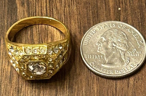 18K Gold Plated Iced Out Men’s Ring Size 11 - Picture 7 of 12