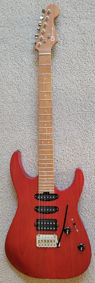 Guitarra Eléctrica Charvel Pro-Mod DK24 HSS 2PT CM Red Ash, Estuche HS Nuevo Moldeado Foto 3 de 4
