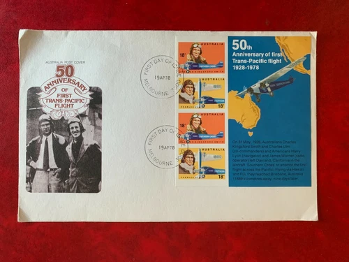 AUSTRALIA 1978 FDC AVIATORS FOKKER SOUTHERN CROSS ULM KINGSFORD-SMITH IMPERF