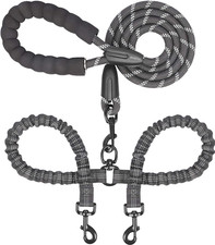 Dual Dog Leash, Double Dog Leash, 360 Swivel No Tangle Walking Leash, Shock Abso