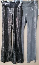 No Boundaries Sequin Flare Pants,  Nobo Silver Sparkle Flare Pants, Bell Bottoms
