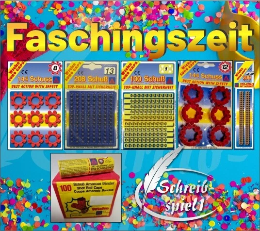 1, 8, 12, 13, 25-50, 1200 Schuss Streifen-Ring-munition euro caps Wicke Amorces