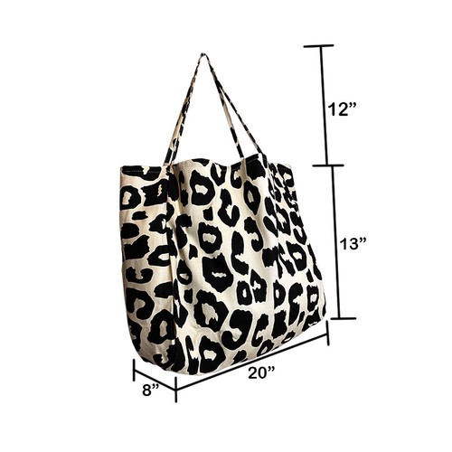 20" Medium Large Cotton Canvas Shopping Tote Grocery Bag Animal Pattern - Picture 6 of 13