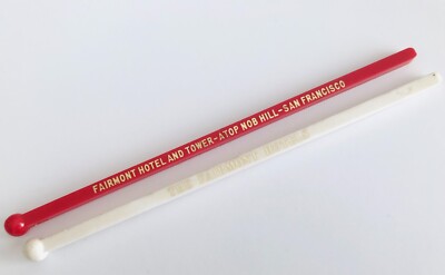 2 Fairmont Hotel San Francisco Swizzle Sticks Nob Hill California Acrylic Two