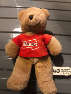 1998 WALKERS CRISPS TEDDYBÄR Plüschtier Stofftier 50. Geburtstag   Limited Edition