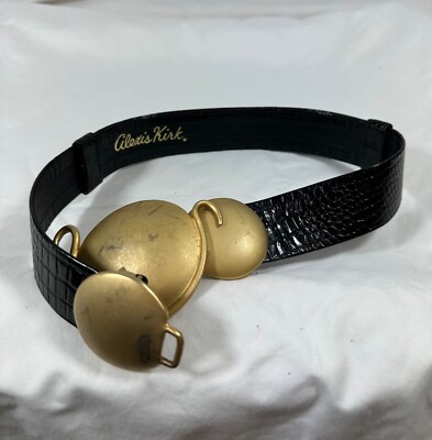 Genuine vintage ladies ALEXIS KIRK black leather belt with  display picture 3