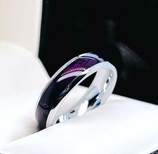 Purple Agate inlay White Tungsten Ring, 6mm, Wedding Band, Engagement Ring