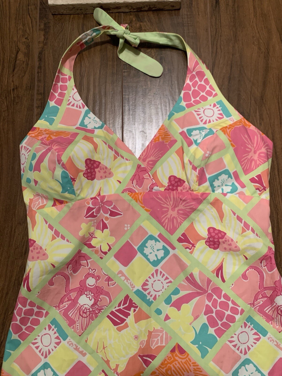 Lilly Pulitzer Vintage Monkey Patchwork Halter Dr… - image 2