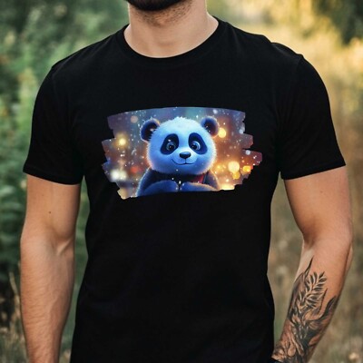 Herren T-Shirt Lustiger Panda Motiv Baumwolle Größe XS bis 5XL