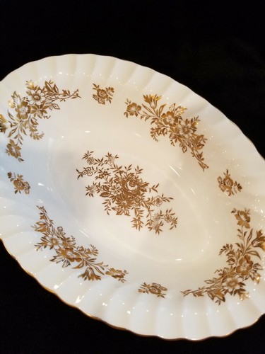Minton H-5017 Gold Detailed Oval Serving Vegetable Bowl 10", Excellent - Picture 3 of 8