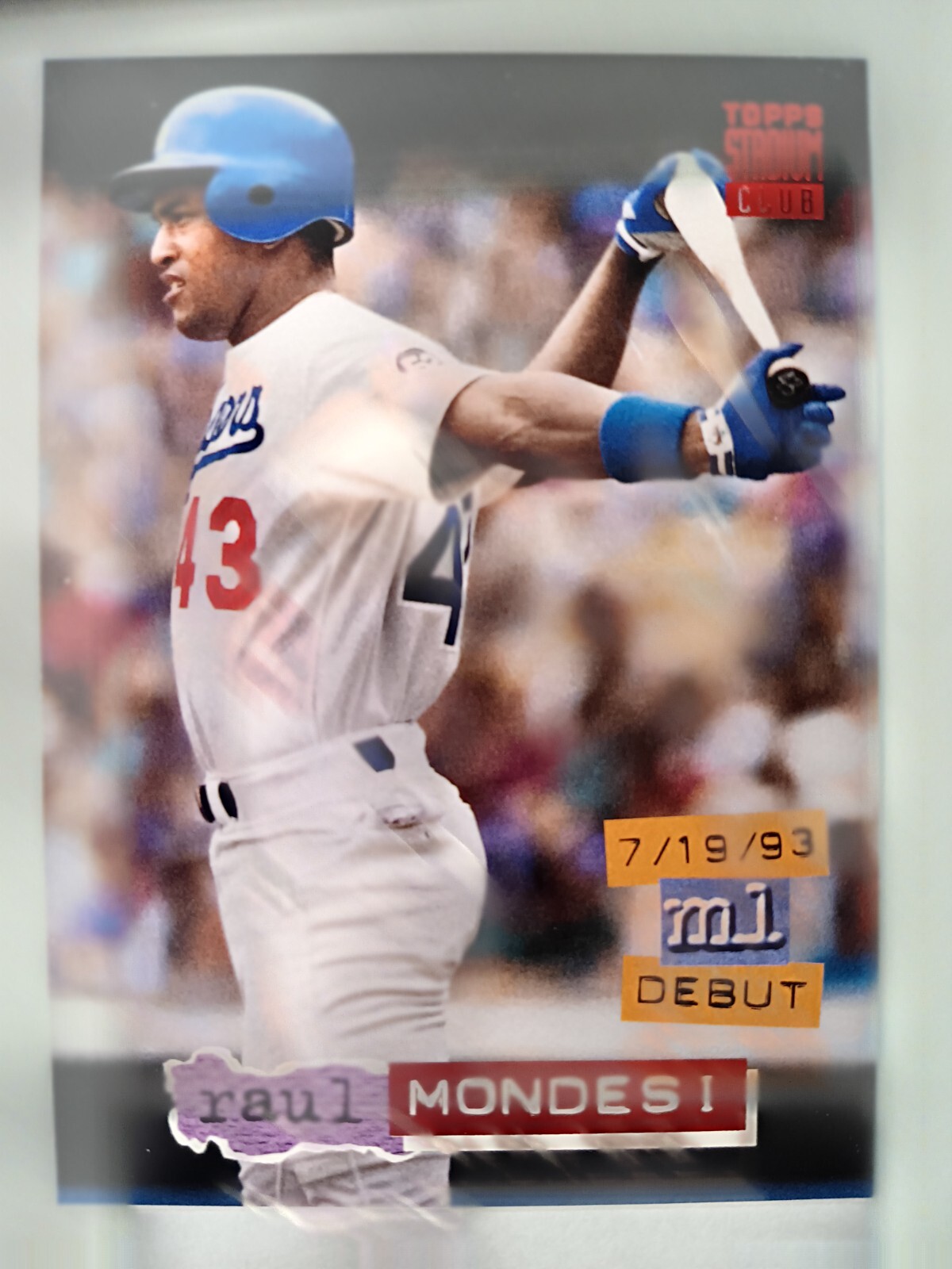 RAUL MONDESI LOS ANGELES DODGERS 1994 TOPPS STADIUM CLUB BASEBALL CARD