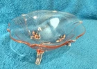 Vintage Pink Glass 6.5" Candy Dish Bowl 3 Leg Footed Bowl Depression Glass
