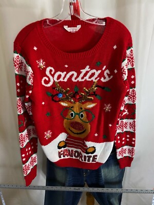 WOMENS No Boundary Santa's favorite Ugly Christmas Sweater Large 11 13 