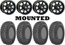 Kit 4 GBC Parallax Tires 35x10-15 on Moose 415X Matte Black Wheels 1KXP