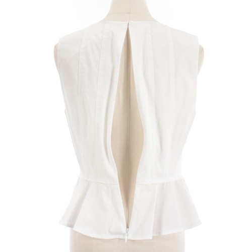 Veronica Beard NWT Nikolette Sleeveless Peplum Top Size 8 in White Cotton Blend - Picture 6 of 10