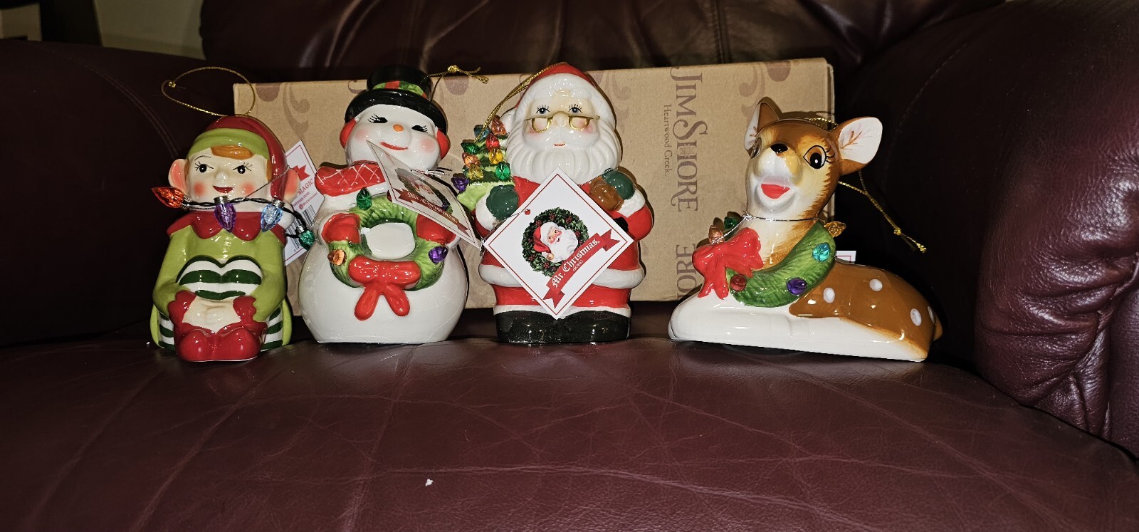 NEW Set Of 4 Mr Christmas LED Light Ceramic Nostalgic Santa Snowman Elf Reindeer eBay
