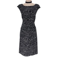 Size  Large Chaps Black & White Chevron Twist/Knot Waist Dress Day/Evening