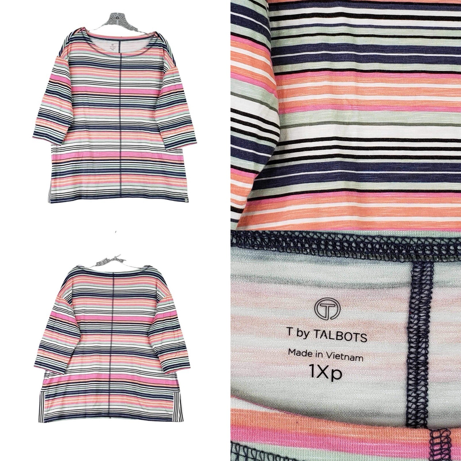 T by Talbots Shirt Womens Size 1Xp Multicolor Str… - image 1