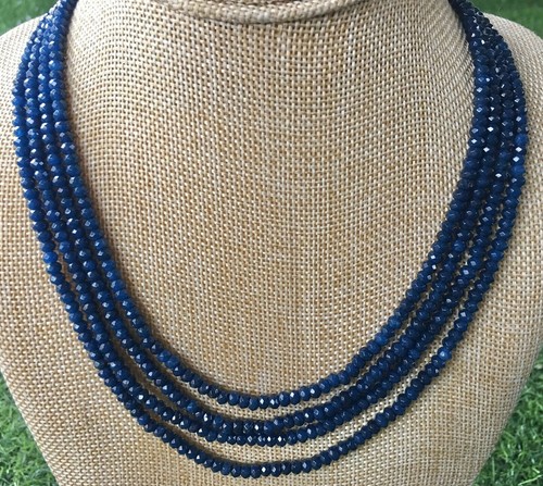 4 Rows 2x4mm Faceted Blue Kyanite Rondelle Gemstone Beads Necklace 19-21" AAA++ - 第 5/12 張圖片