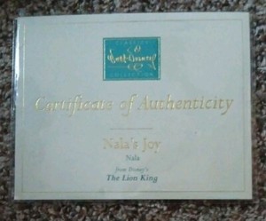 Sealed Disney Classics Collection Certificate of Authenticity - Nala's Joy