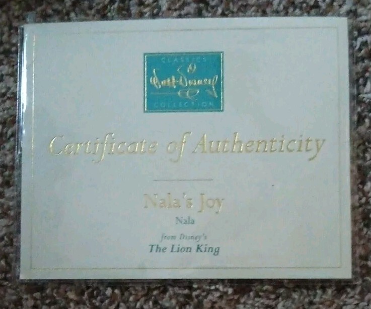 Sealed Disney Classics Collection Certificate of Authenticity - Nala's Joy