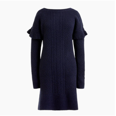 j crew cable knit sweater dress Holden Ruffle Sleeve Cable Knit Sweater Dress