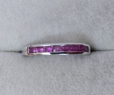 Premium Pink Sapphire Channel Ring in Rhodium 925 Sterling Silver 0.85 ctw Sz 9