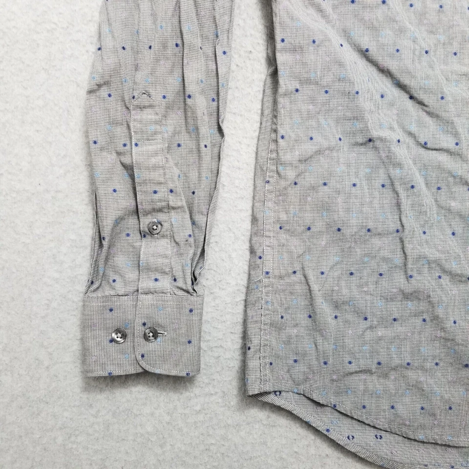 Perry Ellis Shirt Mens Small Gray Polka Dot Button Up Long Sleeve Casual - Image 2 of 4