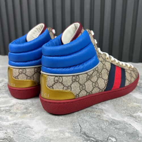 Gucci Ace Web Sneakers alte beige Supreme Canvas 8 G o 8,5 US o 42 EUR * - Foto 12 di 23
