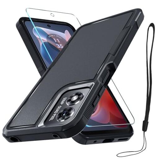 Case Compatible with Full Body Heavy Duty Rugged Moto G Play 2024 Black Matte