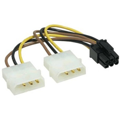 PCI Express Stromadapter 2x Molex nach 6 pins PCIe.  15 cm