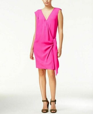 Rachel Roy Draped Faux-Wrap Dress~~~Party Pink~~~S~Retail $119