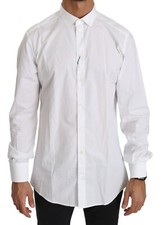 DOLCE & GABBANA Shirt GOLD White Cotton Dress Men Formal 37/US14.5 / XS RRP $400