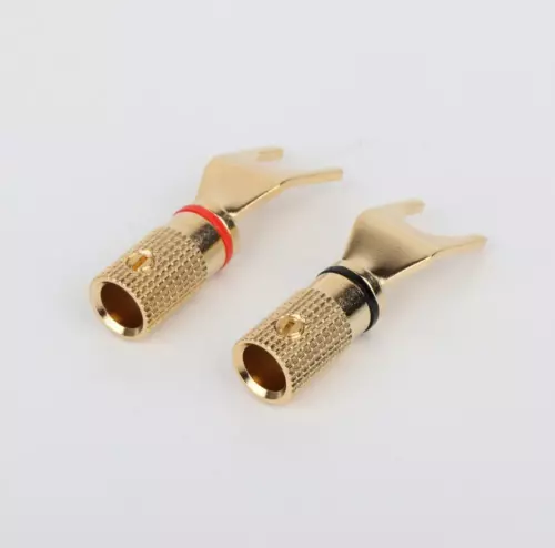 4pz Connettore Altoparlante Terminale Vanga Y Placcato Oro HiFi Audio Y Forcella Spina - Foto 5 di 6