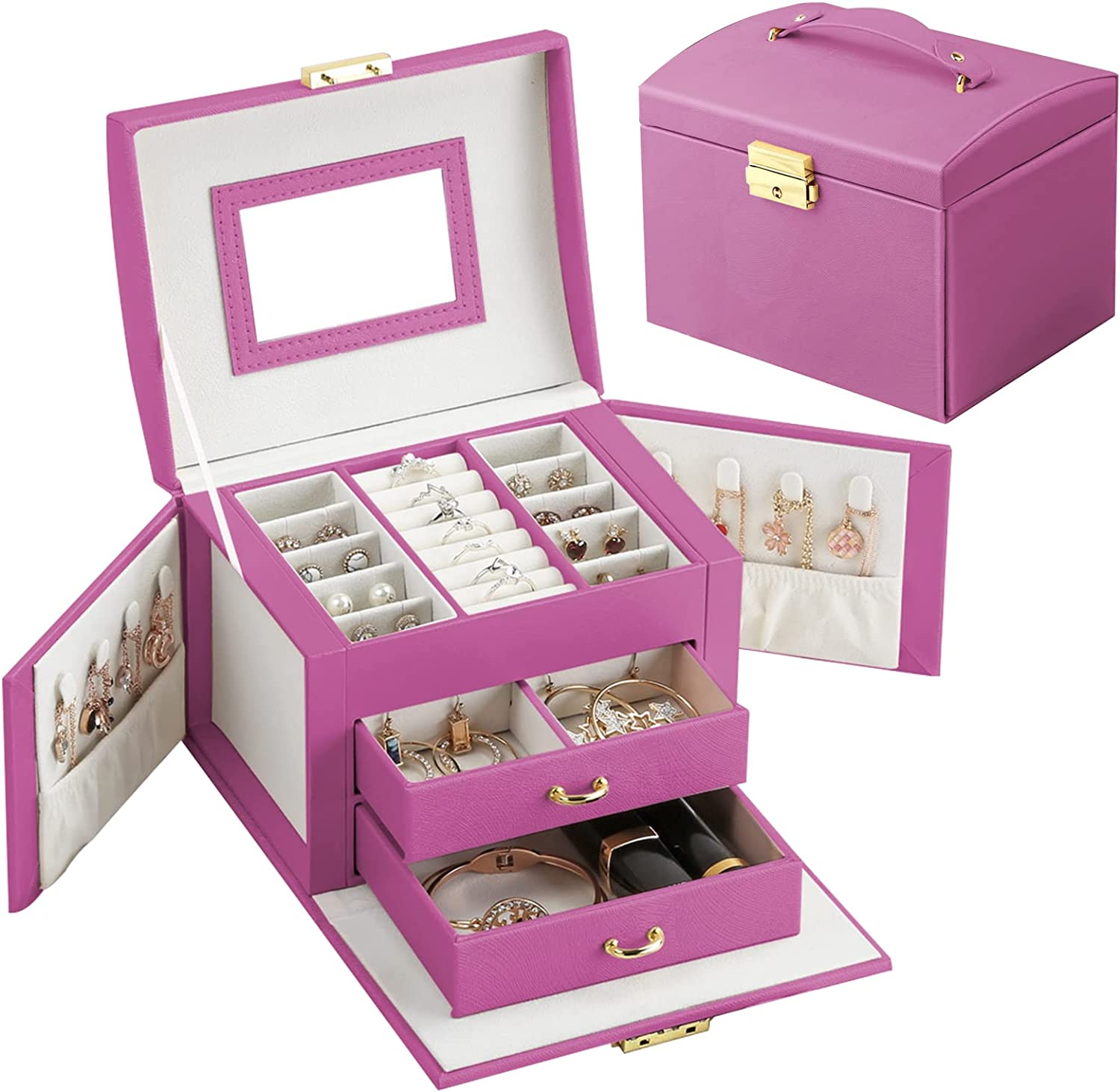 Jewellery Box Women Girls Wife Ideal Gift 3 Layers with 2 Drawers Jewelry Box Ca | eBay