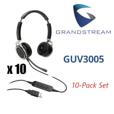 10-Pack Bundle Grandstream GUV3005 USB Corded Dual Headset HD Noise Canceling
