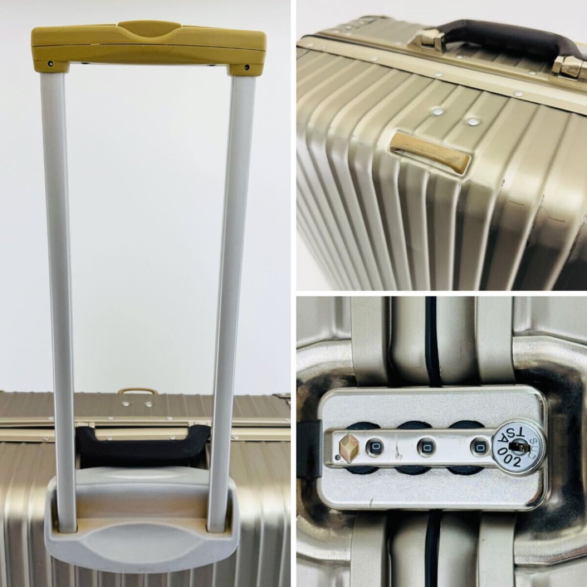 RIMOWA Topas 98L 4-Wheel TSA Lock Titanium Gold XL Aluminum