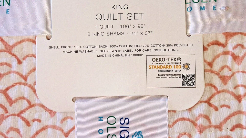 🪸3-PC Sigrid Olsen 热带国王被子套装 100% 棉 | 扇贝珊瑚白 — 第 4/4 张图片