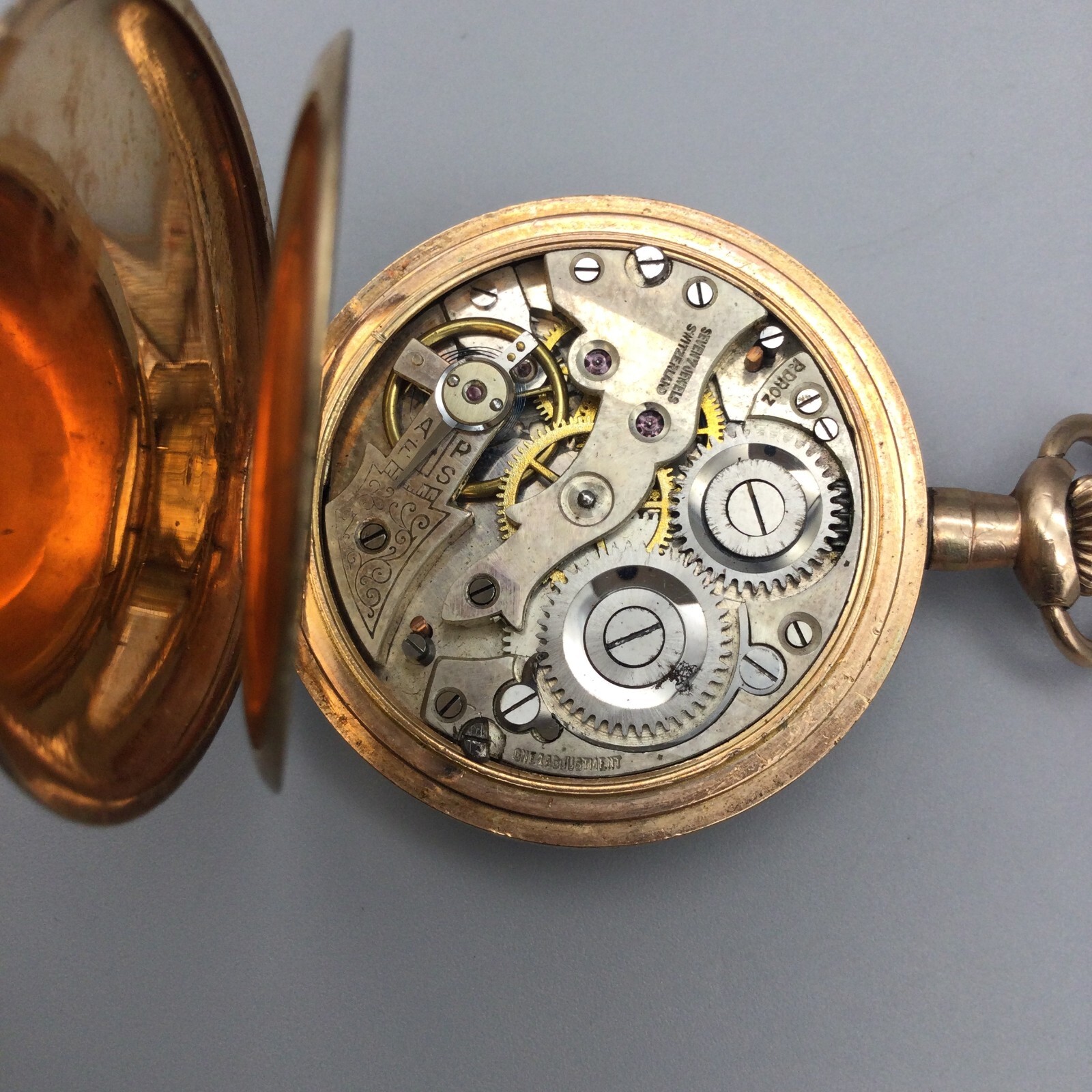 Vintage Humbert Fancy Dial Pocket Watch Pink White Dial Rose Gold