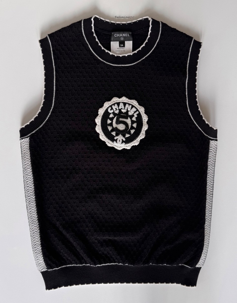 23C CHANEL BLACK WHITE KNIT CC SLEEVELESS TOP 34 XS | eBay 23C CHANEL BLACK WHITE KNIT CC SLEEVELESS TOP 34 XS | eBay