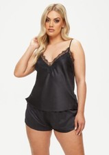 ann summers Cerise Black Cami Shorts Set XS 4 6